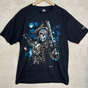 VINTAGE Caballo Skeleton Graphic Tshirt Mens Size XL Cotton Double Sided Graphic